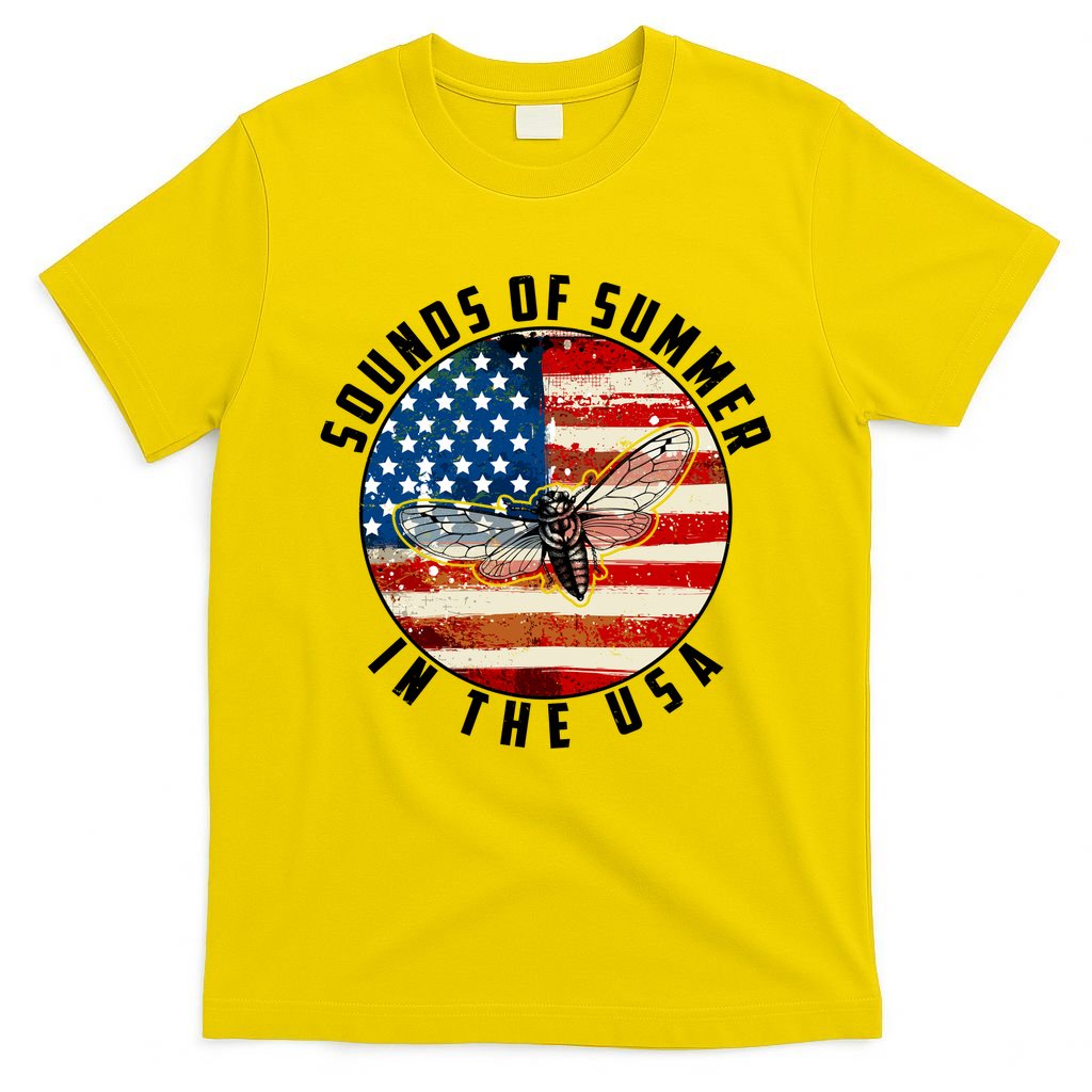 Cicadas Sounds Of Summer In The USA Flag T-Shirt