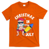 Christmas In July Santa Surfboard Summer Vacation Surfiing T-Shirt