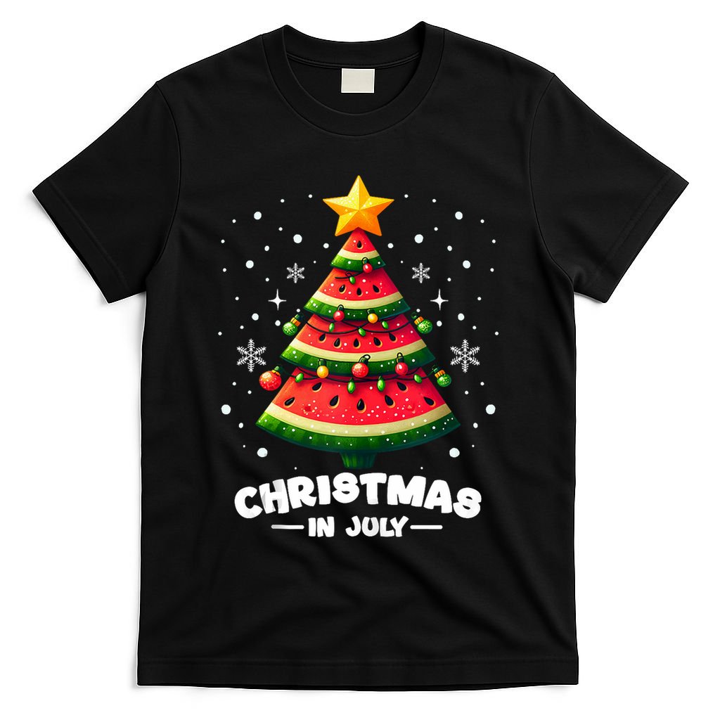Christmas In July Watermelon Xmas Tree Summer T-Shirt