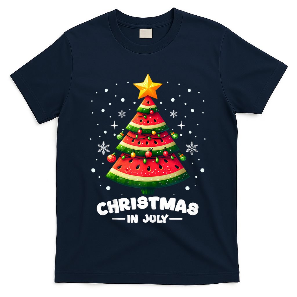 Christmas In July Watermelon Xmas Tree Summer T-Shirt
