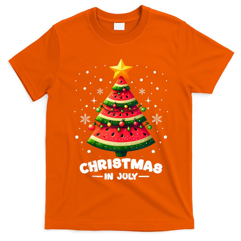 Christmas In July Watermelon Xmas Tree Summer T-Shirt