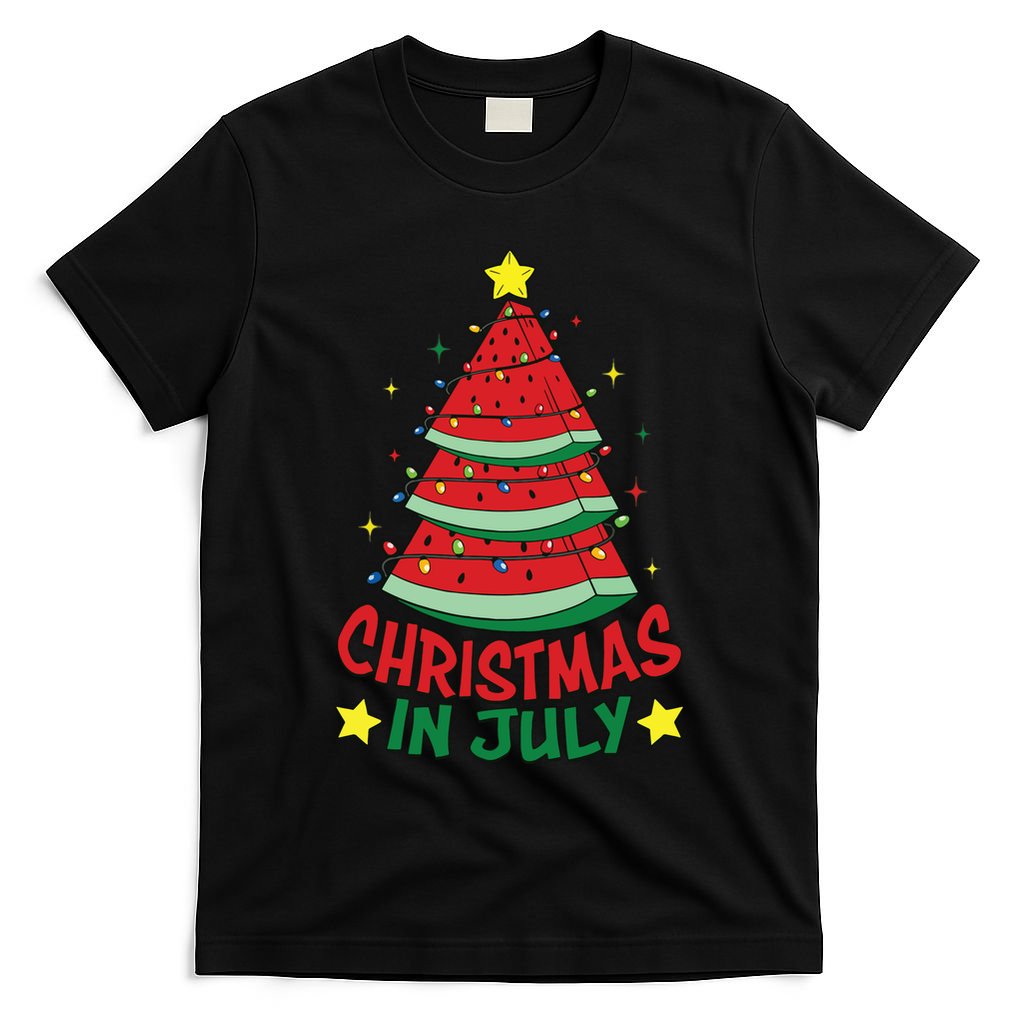 Christmas In July Watermelon Xmas Tree Summer T-Shirt