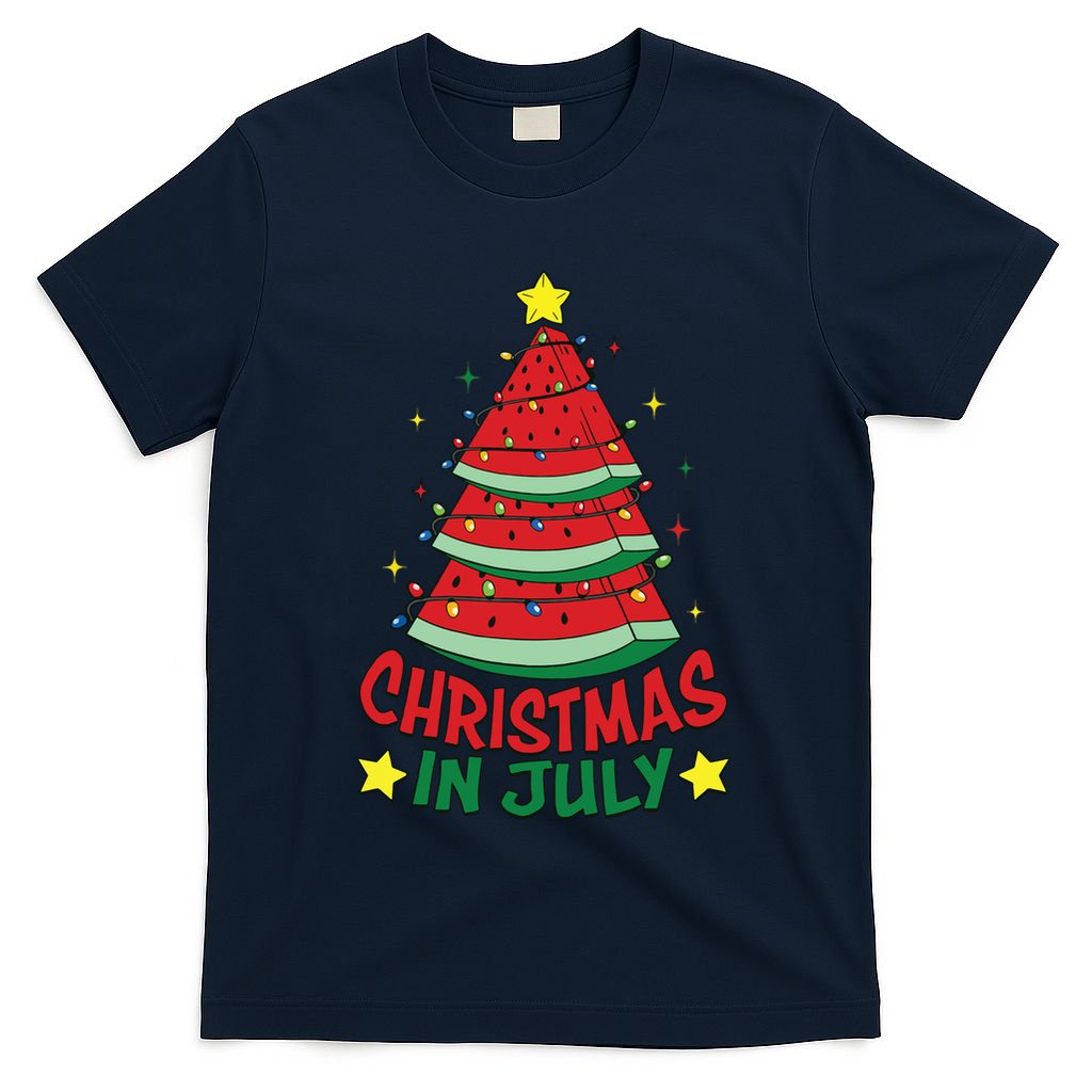 Christmas In July Watermelon Xmas Tree Summer T-Shirt