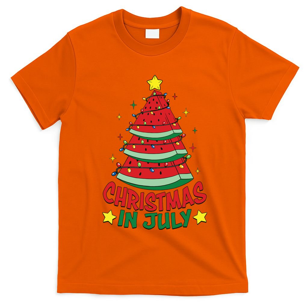 Christmas In July Watermelon Xmas Tree Summer T-Shirt