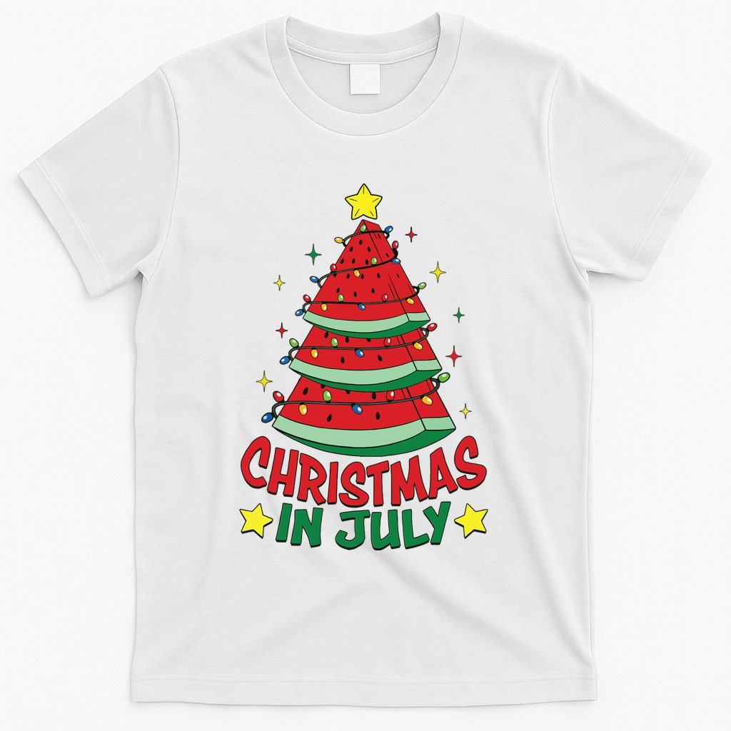 Christmas In July Watermelon Xmas Tree Summer T-Shirt