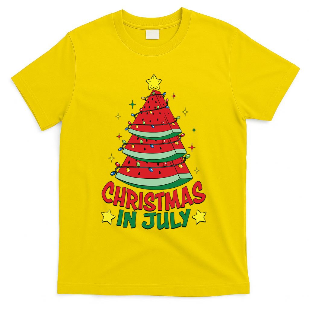 Christmas In July Watermelon Xmas Tree Summer T-Shirt