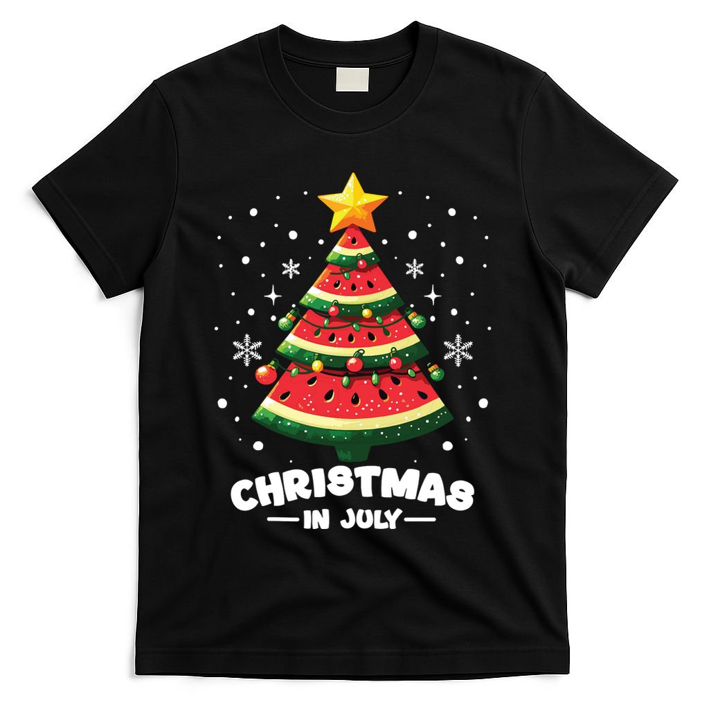 Christmas In July Watermelon Xmas Tree Summer T-Shirt