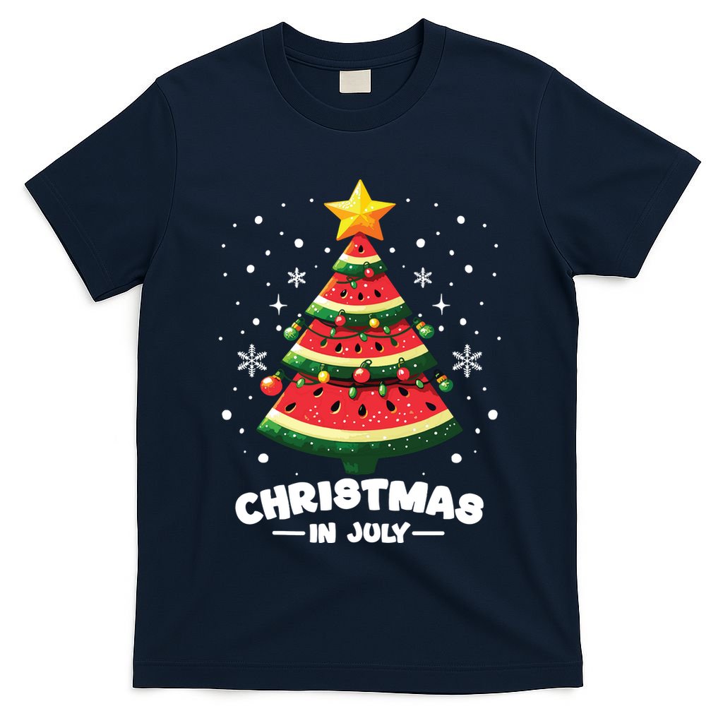 Christmas In July Watermelon Xmas Tree Summer T-Shirt