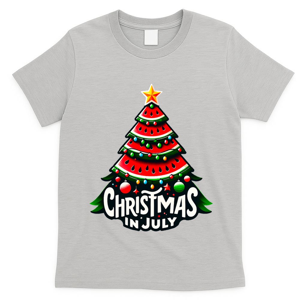 Christmas In July Watermelon Xmas Tree Summer T-Shirt