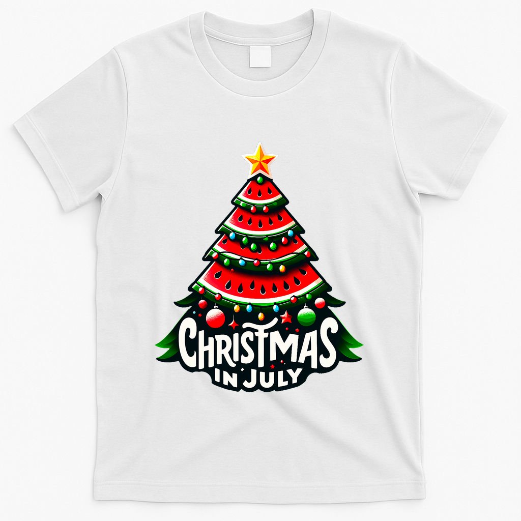 Christmas In July Watermelon Xmas Tree Summer T-Shirt