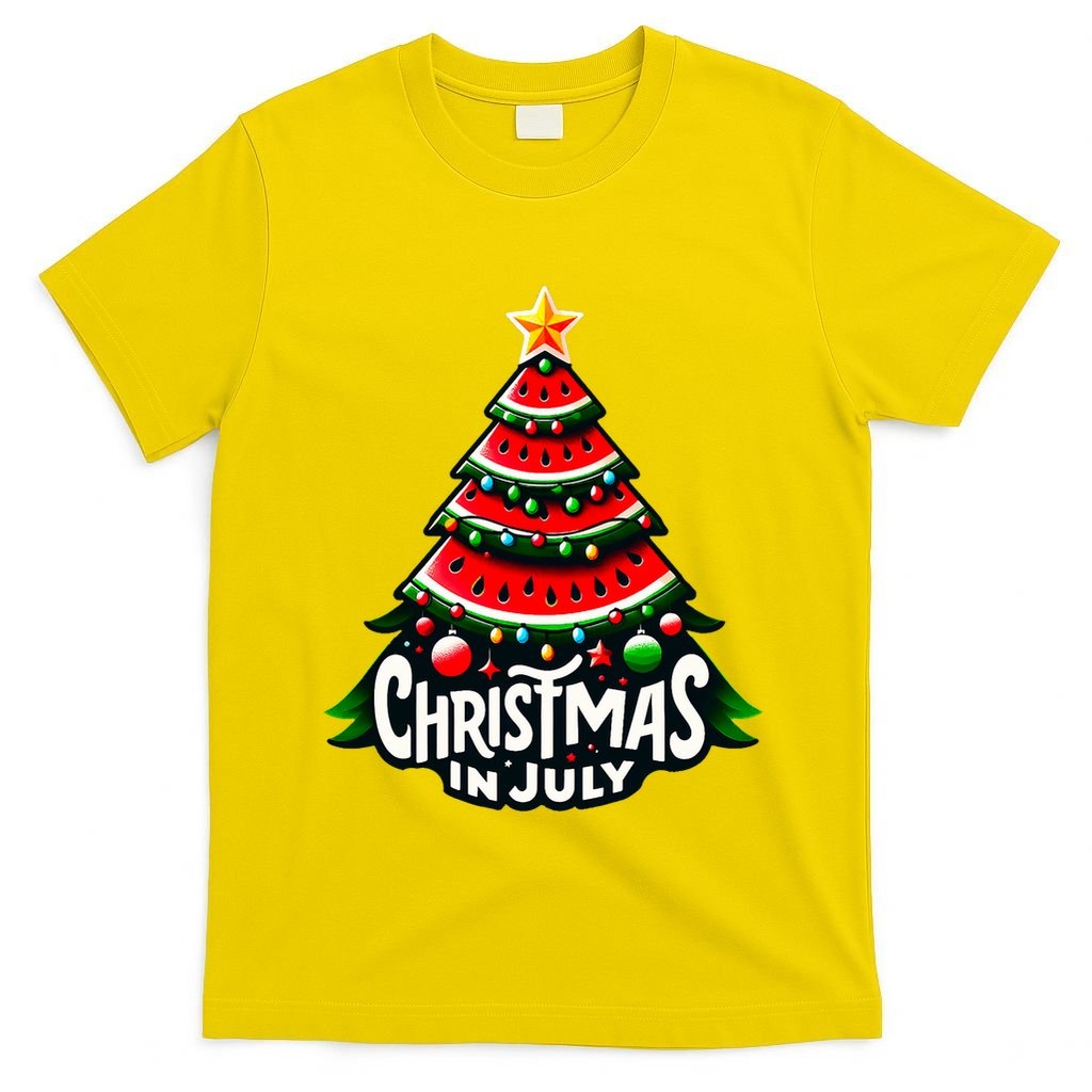Christmas In July Watermelon Xmas Tree Summer T-Shirt