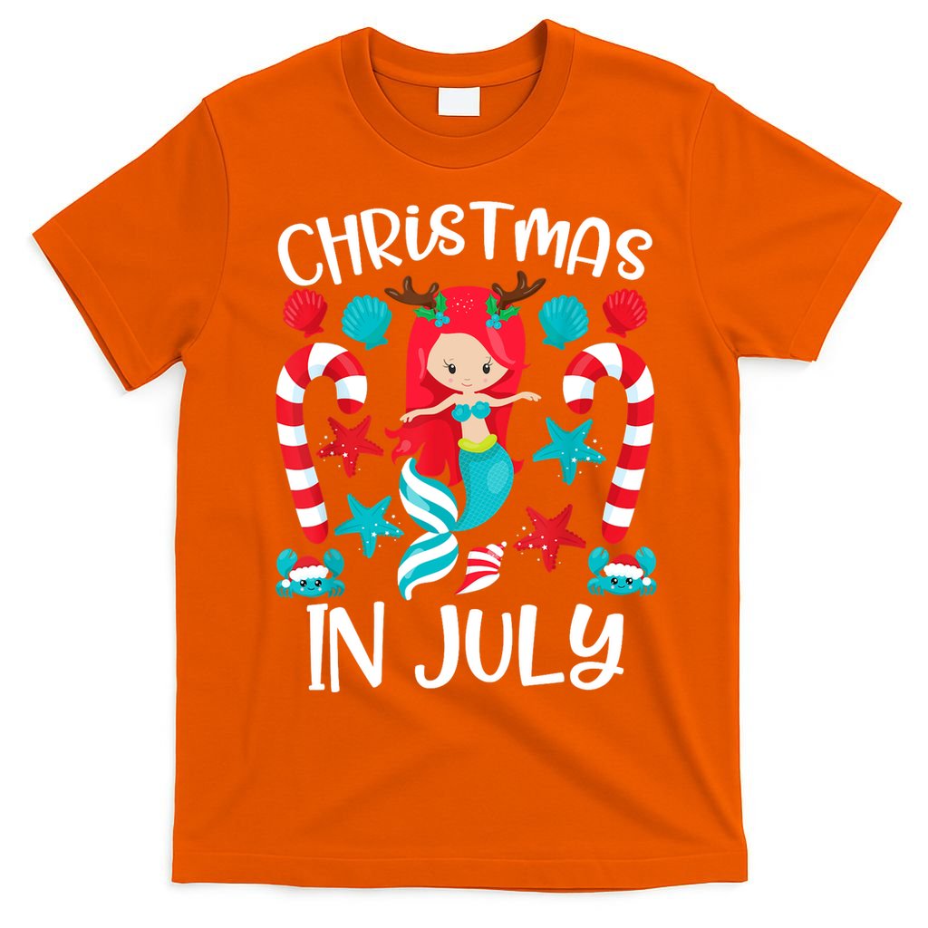 Christmas In July Cute Mermaid Summer T-Shirt