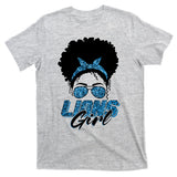 Cute Lions Girl Bandana Afro Hair Football Fan T-Shirt