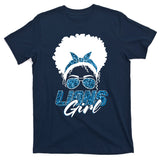Cute Lions Girl Bandana Afro Hair Football Fan T-Shirt