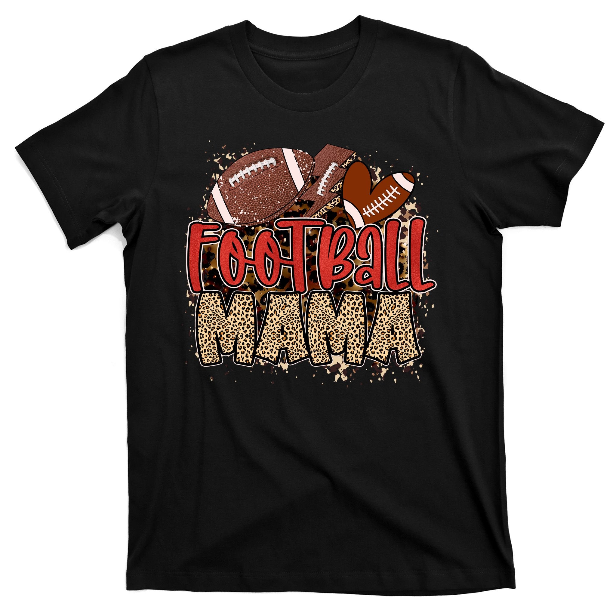 Cute Leopard Print Football Mama T-Shirt