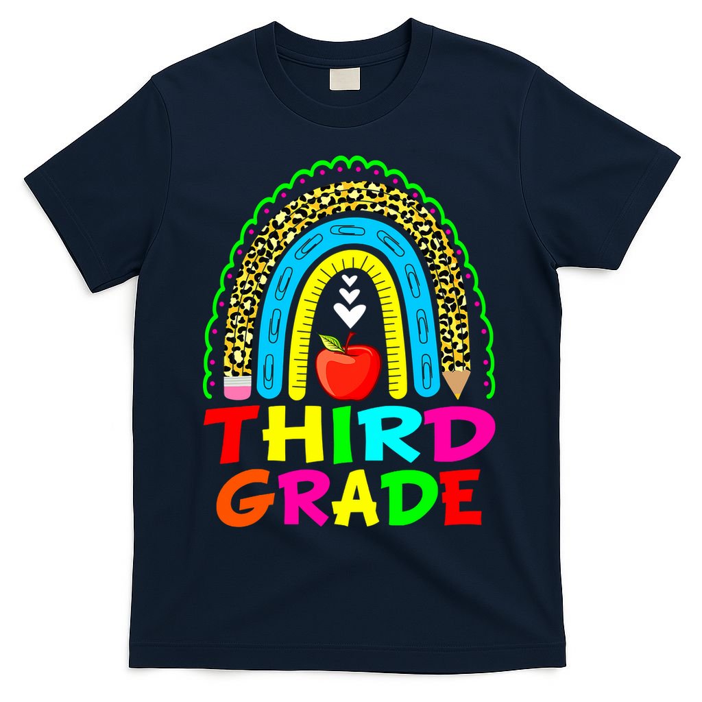 Cute Leopard Rainbow Funny Third Grade Teacher T-Shirt