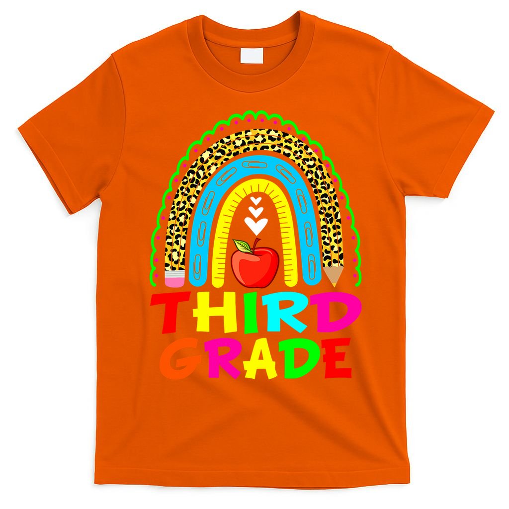 Cute Leopard Rainbow Funny Third Grade Teacher T-Shirt