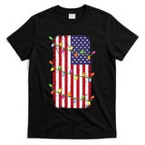 Christmas Lights Usa Flag Patriotic Veteran Christmas T-Shirt