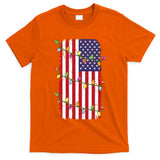 Christmas Lights Usa Flag Patriotic Veteran Christmas T-Shirt
