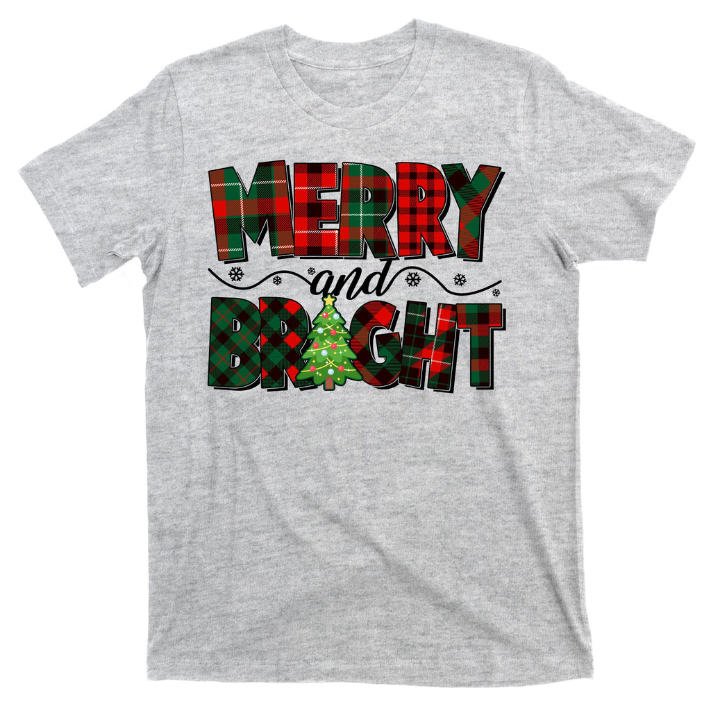 Christmas Merry And Bright Red And Green Patterns T-Shirt