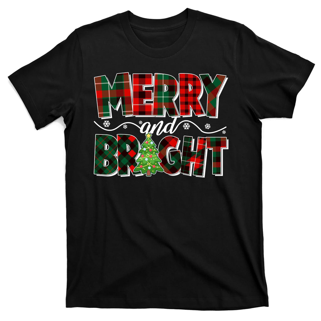 Christmas Merry And Bright Red And Green Patterns T-Shirt