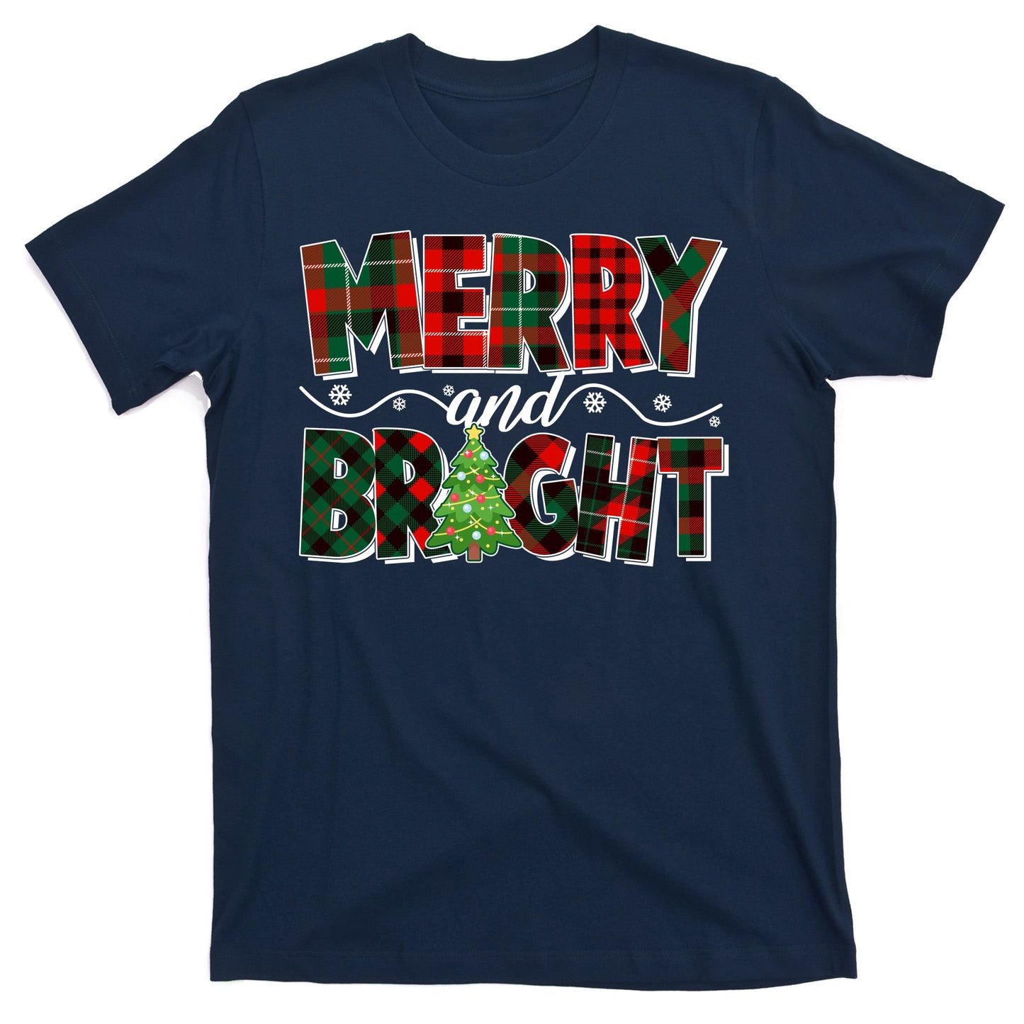 Christmas Merry And Bright Red And Green Patterns T-Shirt