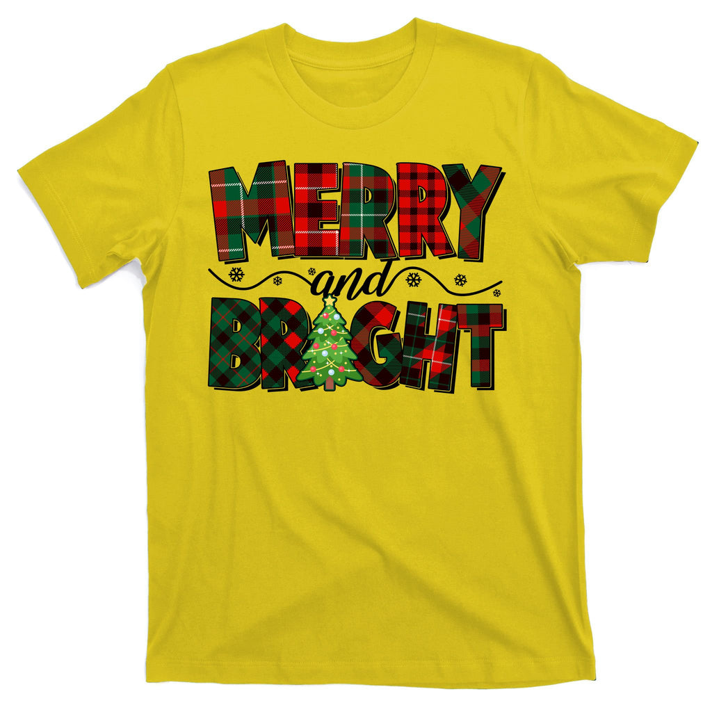 Christmas Merry And Bright Red And Green Patterns T-Shirt