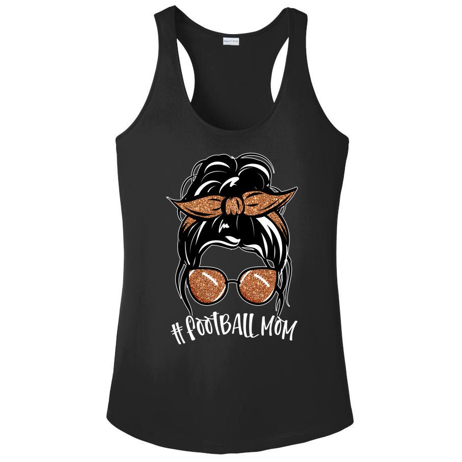 Cute Messy Bun Football Mom Ladies PosiCharge Competitor Racerback Tank