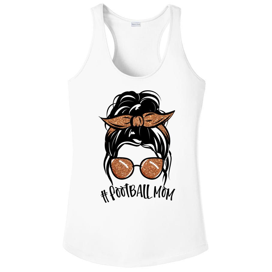 Cute Messy Bun Football Mom Ladies PosiCharge Competitor Racerback Tank