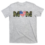 Cute Military Camouflage Mom American USA Flag Heart T-Shirt