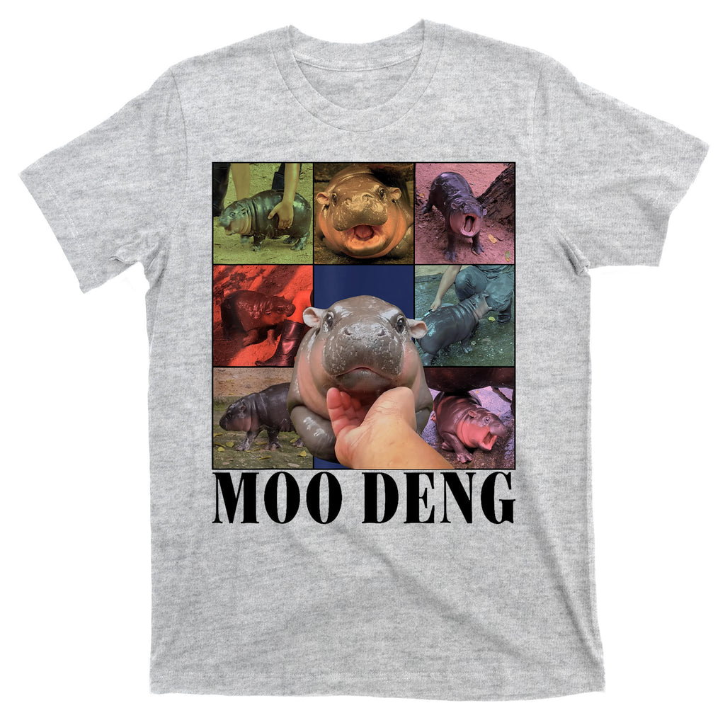 Colorful Moo Deng Retro Photo Hippo T-Shirt
