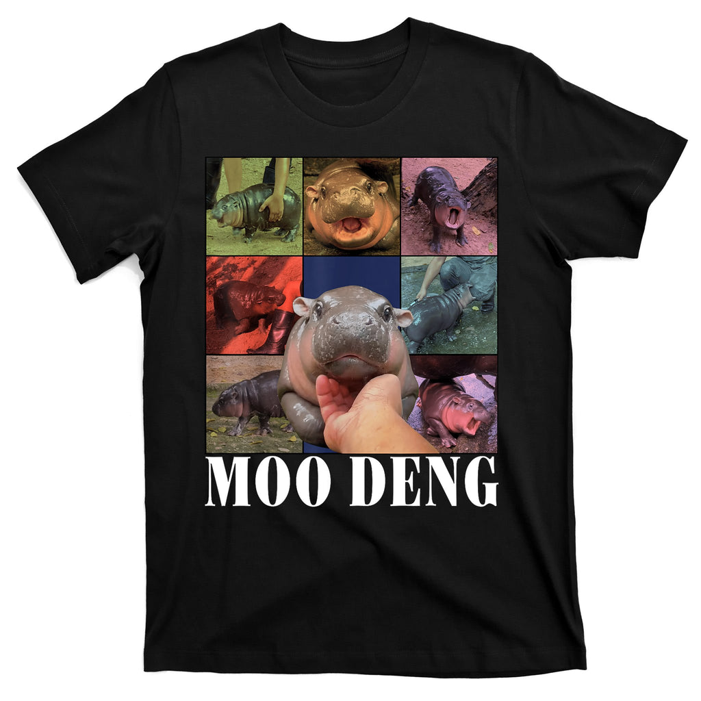 Colorful Moo Deng Retro Photo Hippo T-Shirt