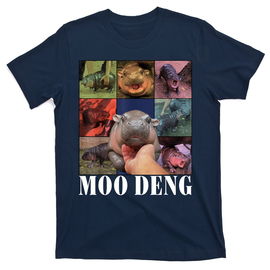 Colorful Moo Deng Retro Photo Hippo T-Shirt