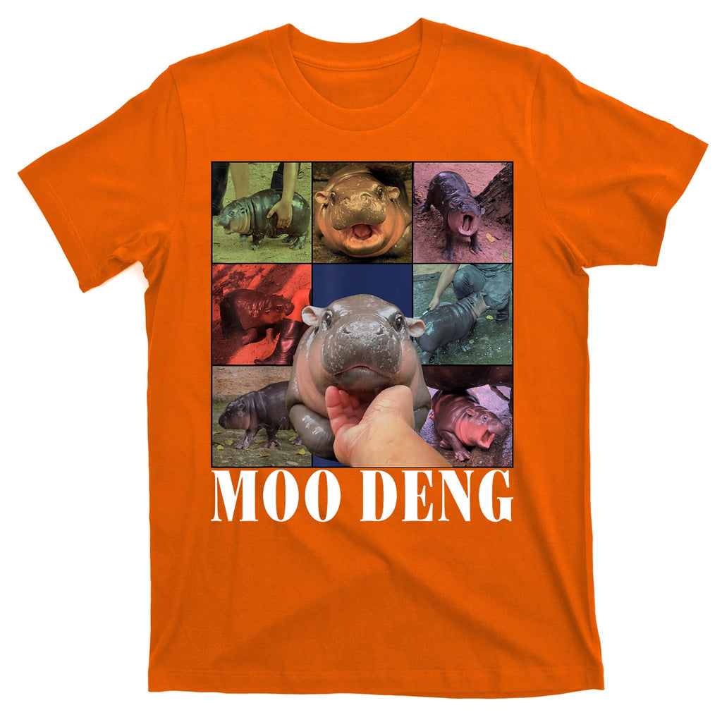 Colorful Moo Deng Retro Photo Hippo T-Shirt