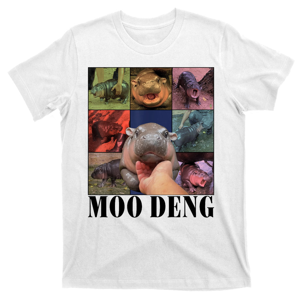 Colorful Moo Deng Retro Photo Hippo T-Shirt
