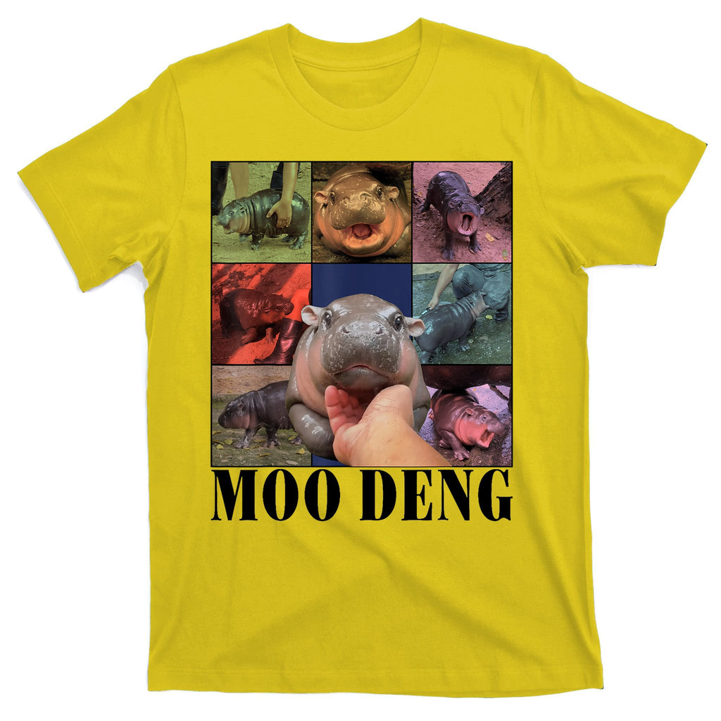 Colorful Moo Deng Retro Photo Hippo T-Shirt