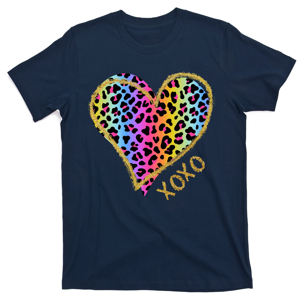 Colorful Neon Cheetah Print Heart Xoxo T-Shirt