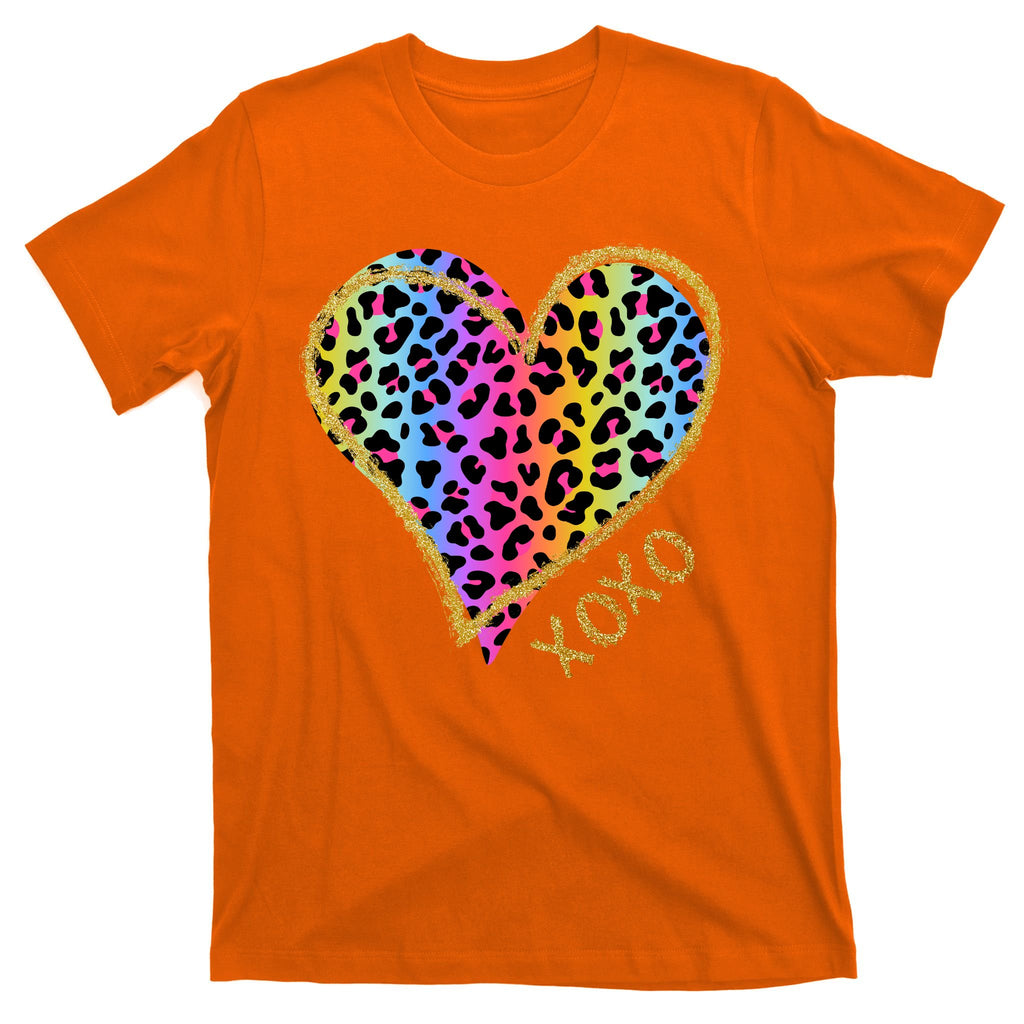 Colorful Neon Cheetah Print Heart Xoxo T-Shirt