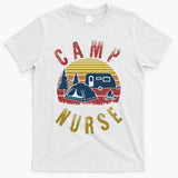 Camp Nurse Nursing Outdoor Summer Camping Retro Sunset T-Shirt