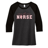 Cardiac Nurse ValentineS Day Telemetry Nurse Cvicu Nurse Women's Tri-Blend 3/4-Sleeve Raglan Shirt