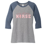 Cardiac Nurse ValentineS Day Telemetry Nurse Cvicu Nurse Women's Tri-Blend 3/4-Sleeve Raglan Shirt