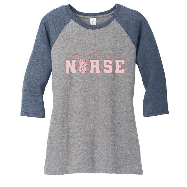 Cardiac Nurse ValentineS Day Telemetry Nurse Cvicu Nurse Women's Tri-Blend 3/4-Sleeve Raglan Shirt