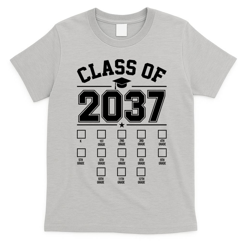 Class Of 2037 Grow With Me Checklist Kindergarten 12th Grade T-Shirt