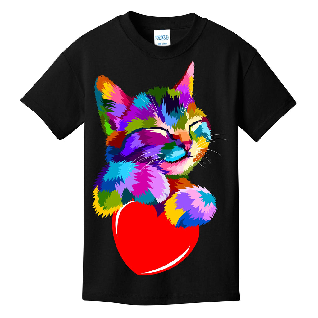 Colorful Cat Full Of Love Kitten Lovers  Kids T-Shirt