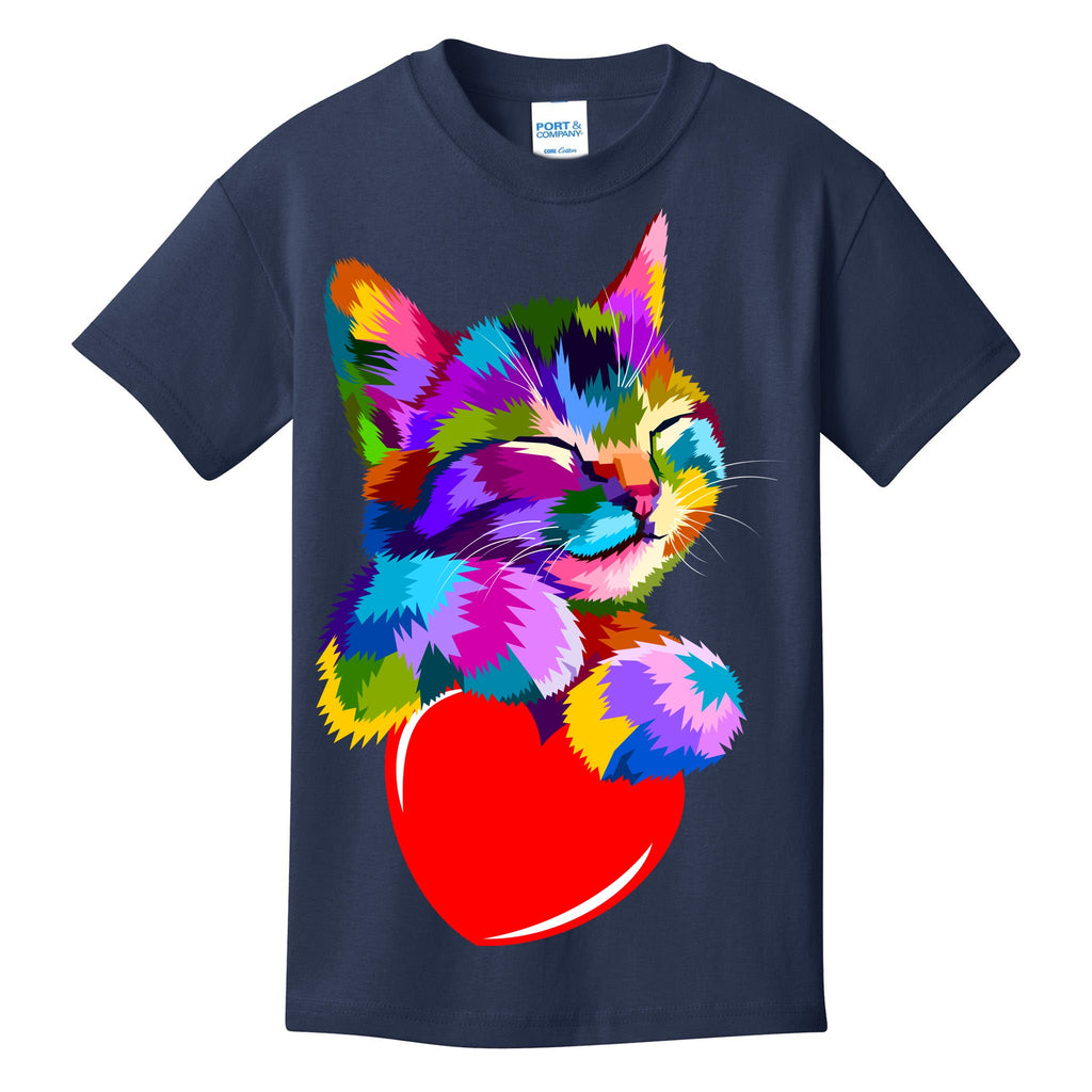 Colorful Cat Full Of Love Kitten Lovers  Kids T-Shirt