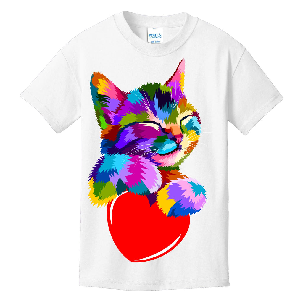Colorful Cat Full Of Love Kitten Lovers  Kids T-Shirt