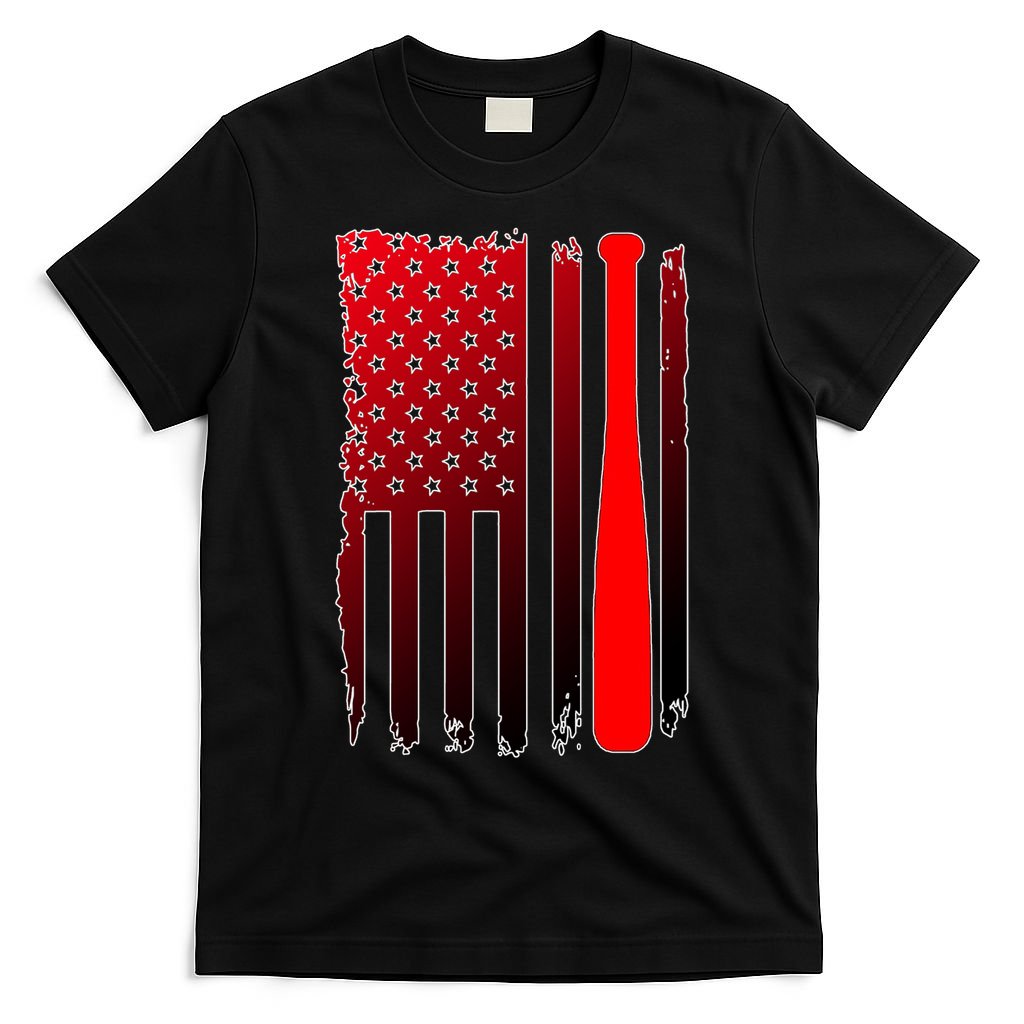Cool Baseball Bat American Flag USA T-Shirt