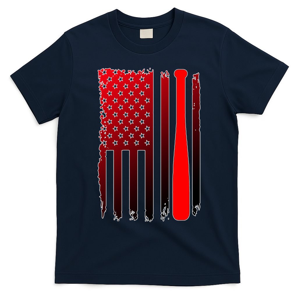 Cool Baseball Bat American Flag USA T-Shirt