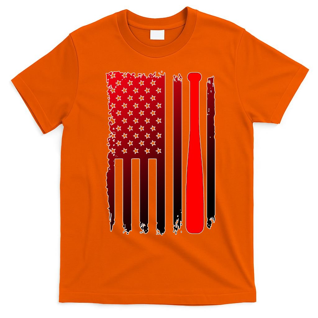 Cool Baseball Bat American Flag USA T-Shirt