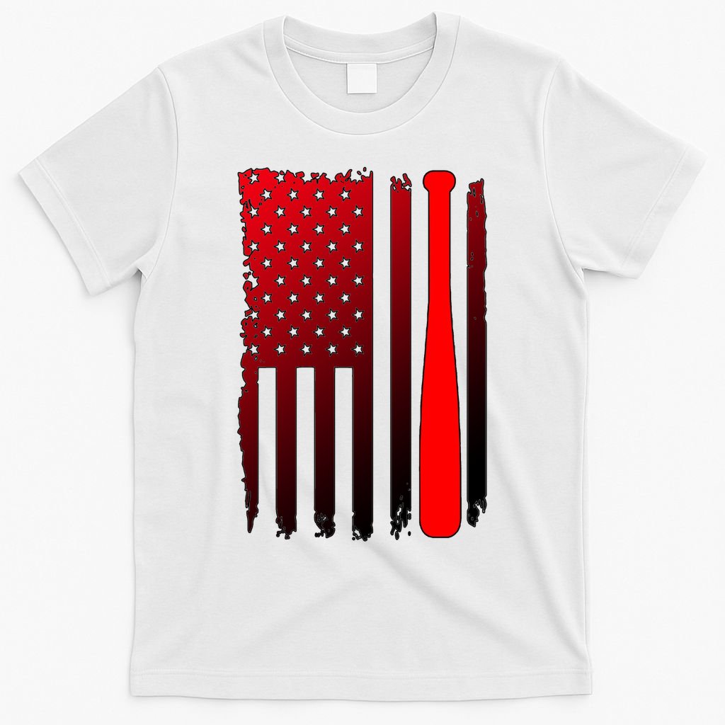 Cool Baseball Bat American Flag USA T-Shirt